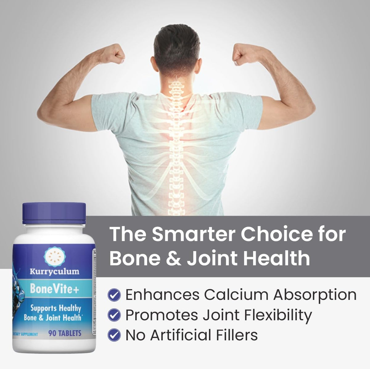 Kurryculum BoneVite+ — Glucosamine, Chondroitin & Elderberry Bone & Joint Support (90 Tablets)
