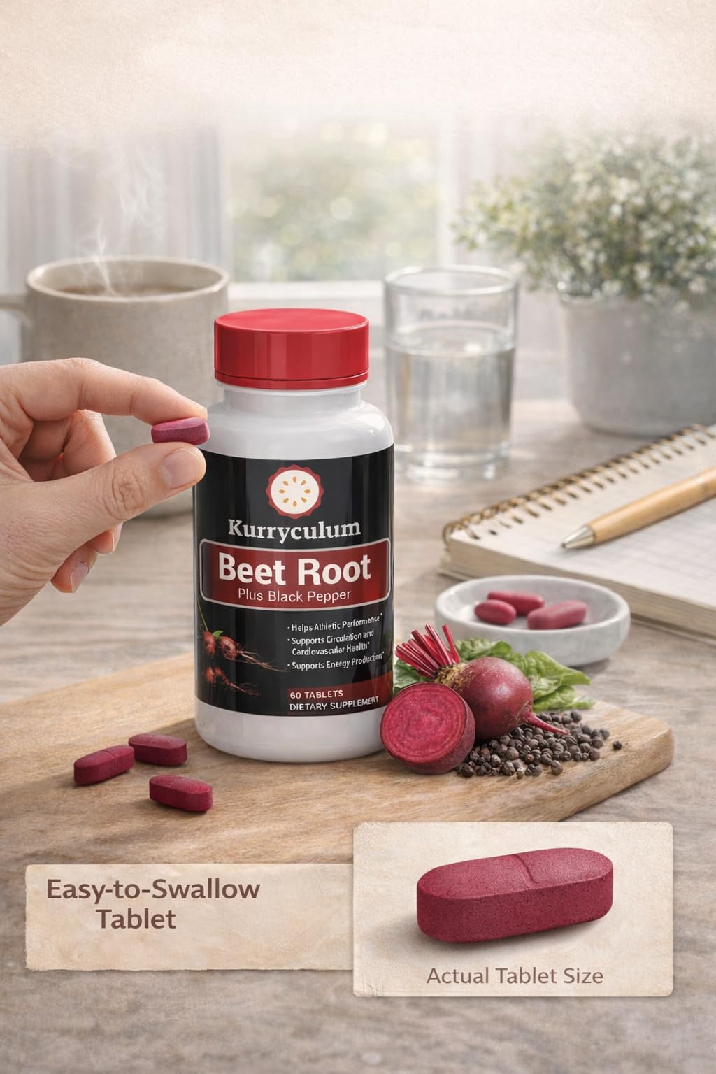 Kurryculum Beet Root + Black Pepper — Circulation & Energy Support (60 Tablets)