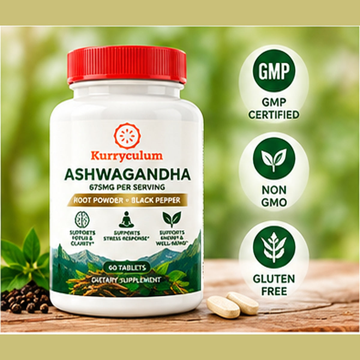 Kurryculum Ashwagandha + Black Pepper — Stress & Calm Support