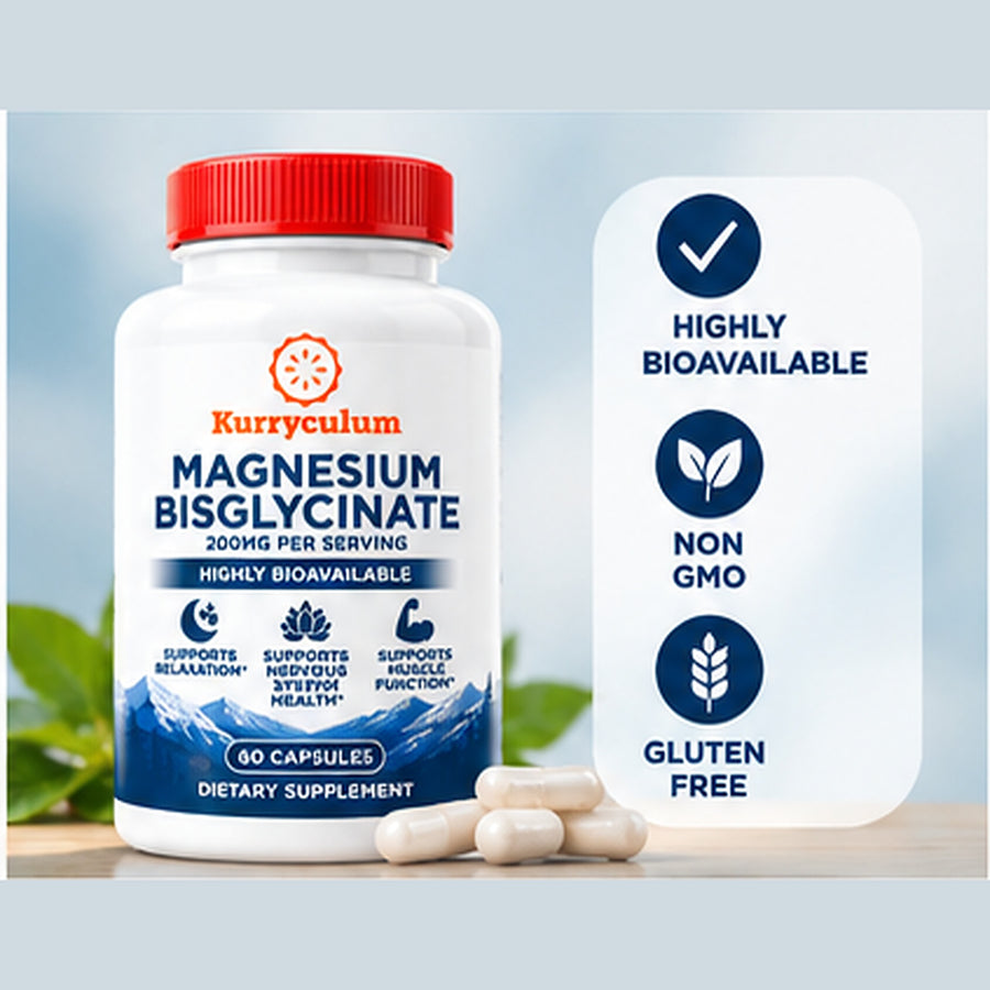 Kurryculum Magnesium Glycinate — Calm, Sleep & Muscle Support (Albion® Chelate)