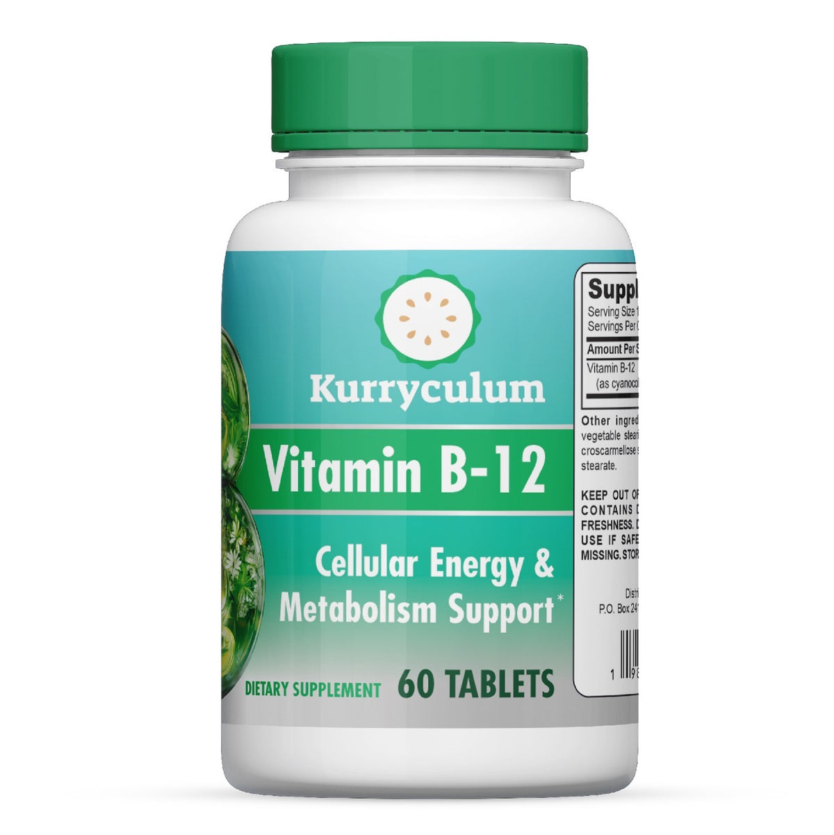 Kurryculum Vitamin B12 energy and nervous system support supplement front label