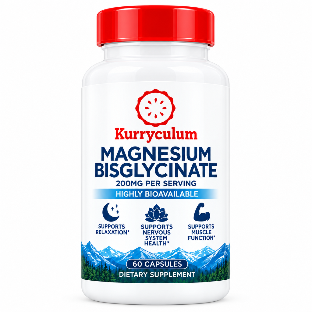 Kurryculum Magnesium Glycinate bottle, 60 capsules