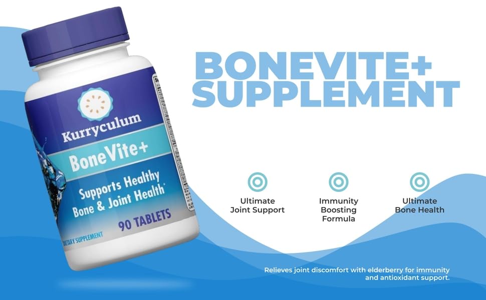 Kurryculum BoneVite+ — Glucosamine, Chondroitin & Elderberry Bone & Joint Support (90 Tablets)