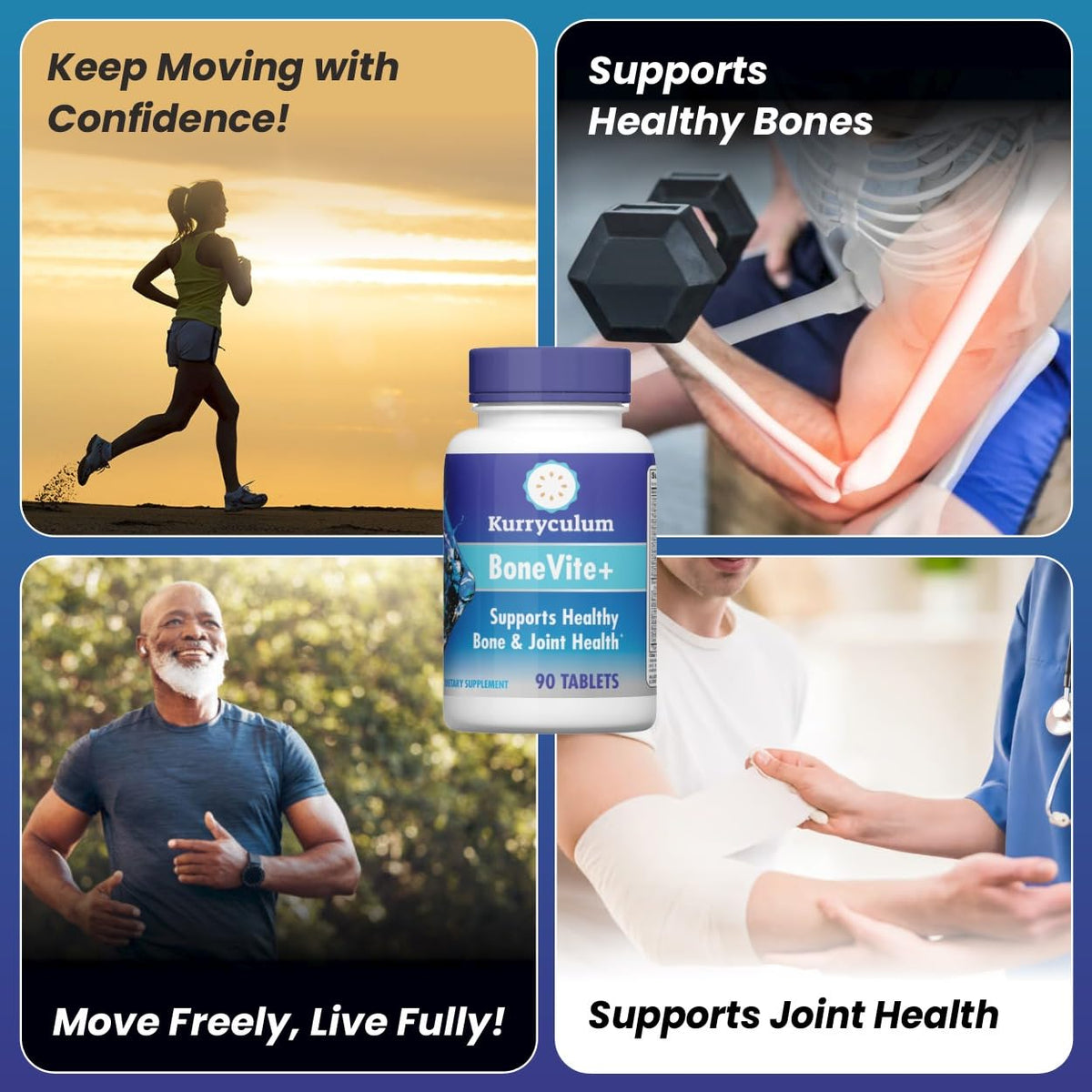Kurryculum BoneVite+ — Glucosamine, Chondroitin & Elderberry Bone & Joint Support (90 Tablets)