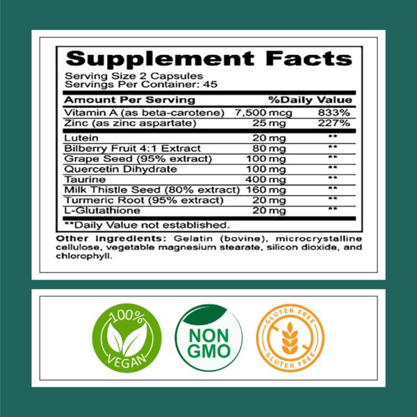Kurryculum Optikind Eye Health Supplement, 90 Count, Lutein, Glutathione - Image 2