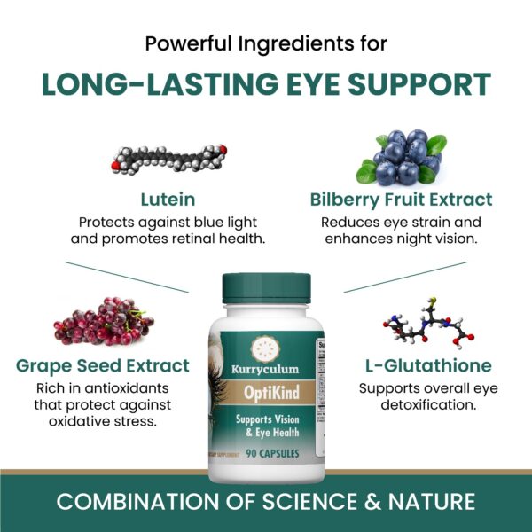 Kurryculum Optikind Eye Health Supplement, 90 Count, Lutein, Glutathione - Image 4