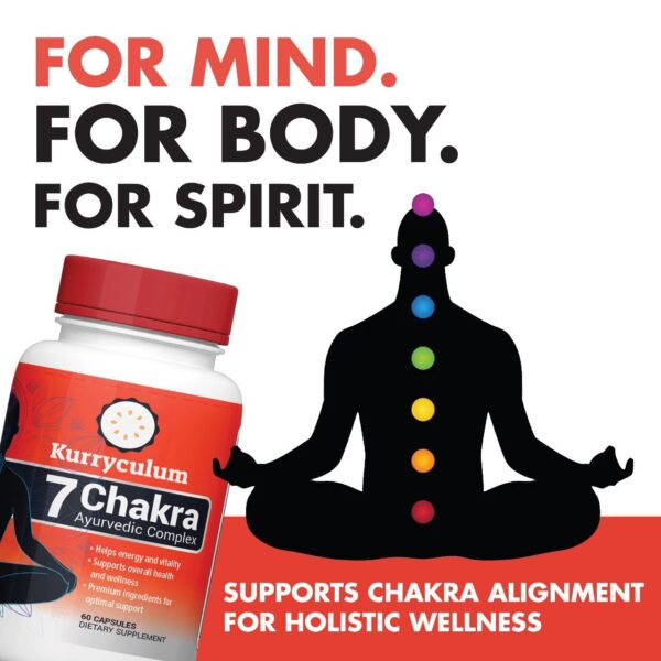 7 Chakra Ayurvedic Complex for Adults (60 Count) with Ashwagandha, Turmeric and Shilajit - Image 2